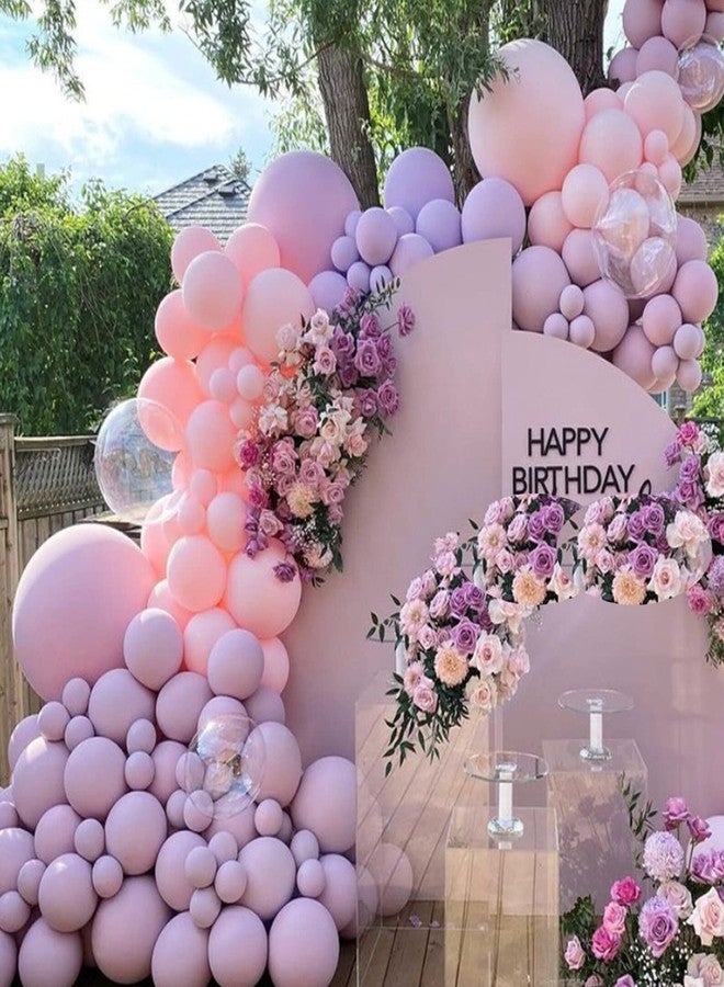Flyloons Purple Pink birthday decoration items for Girls Kids baby 61pcs Set, Golden Glitter happy birthday banner, Pastel and Rose Gold Chrome Balloons, Arch Tape for Ring Design - Image 5